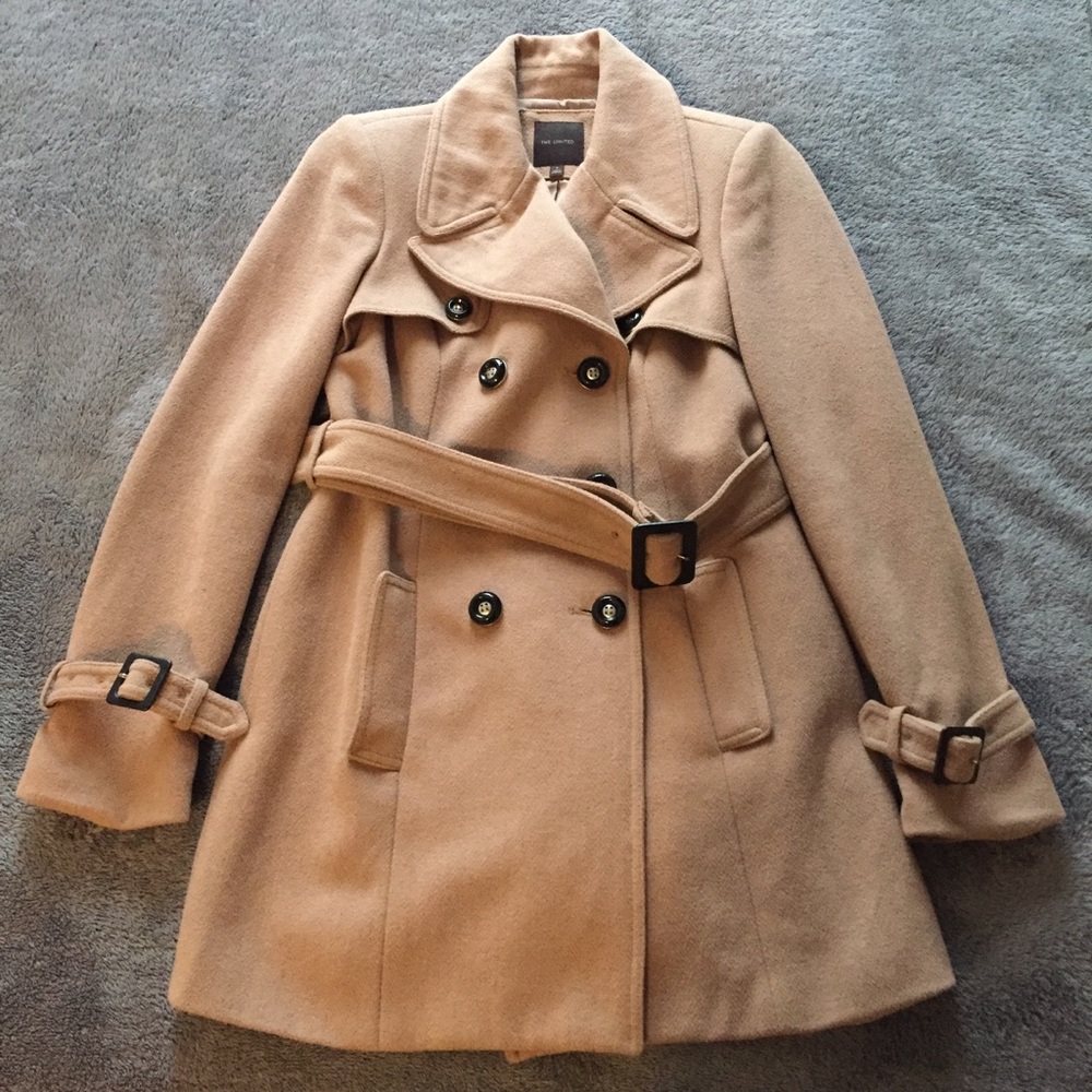 The Limited Camel Double Breasted Trench Coat